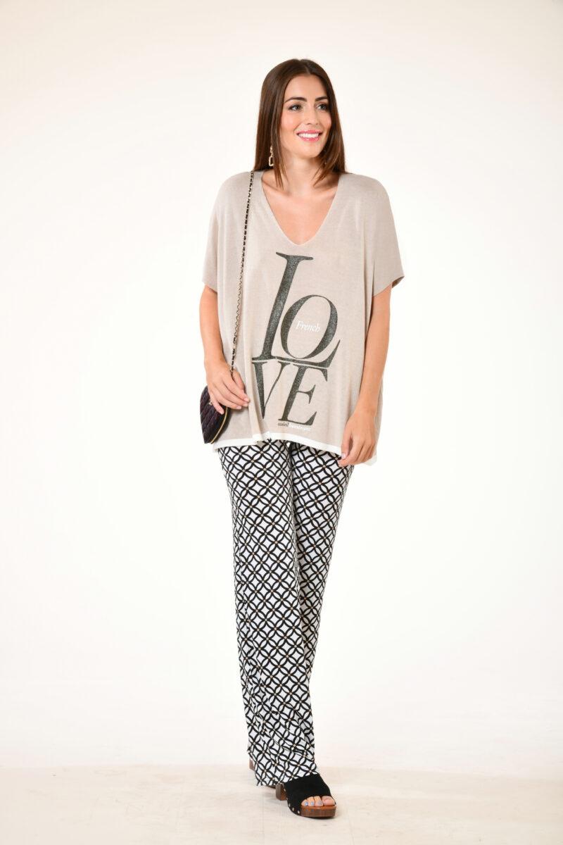 au soleil de saint tropez Pull Pretty - French Love Beige printemps 2024