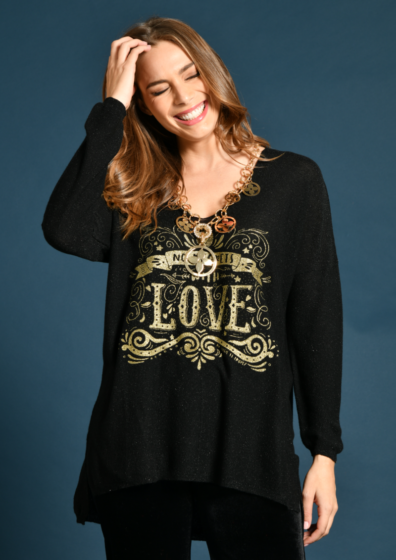 au soleil de saint tropez Pull ritz noir - no regrets - mailles paillettes