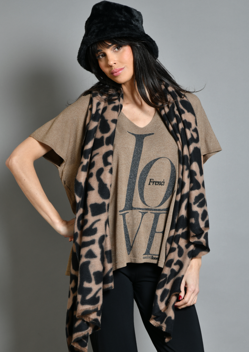 au soleil de saint tropez Pull V Manches courtes Camel French love