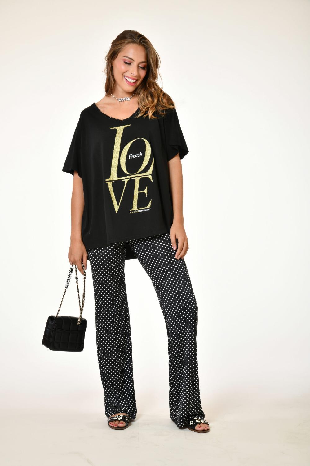 au soleil de saint tropez T-shirt chéri - French Love - noir printemps 2024