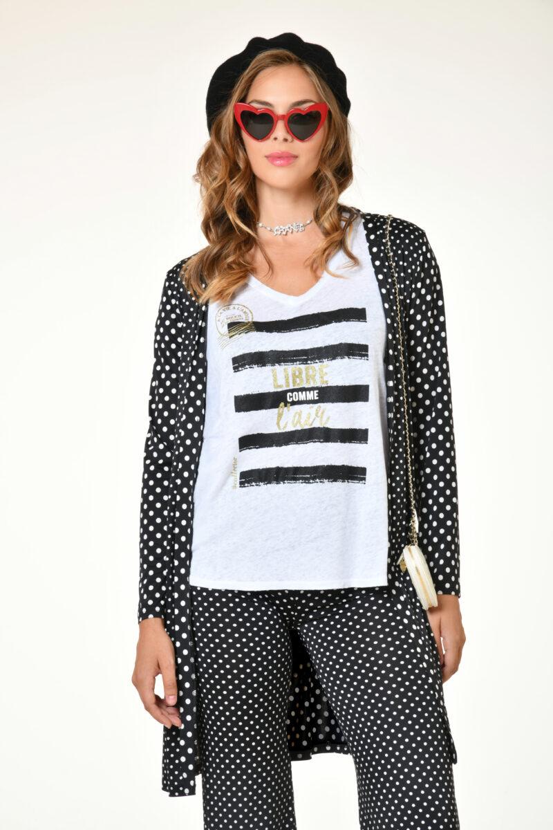 au soleil de saint tropez T-shirt lin Muse - St Trop noir printemps 2024