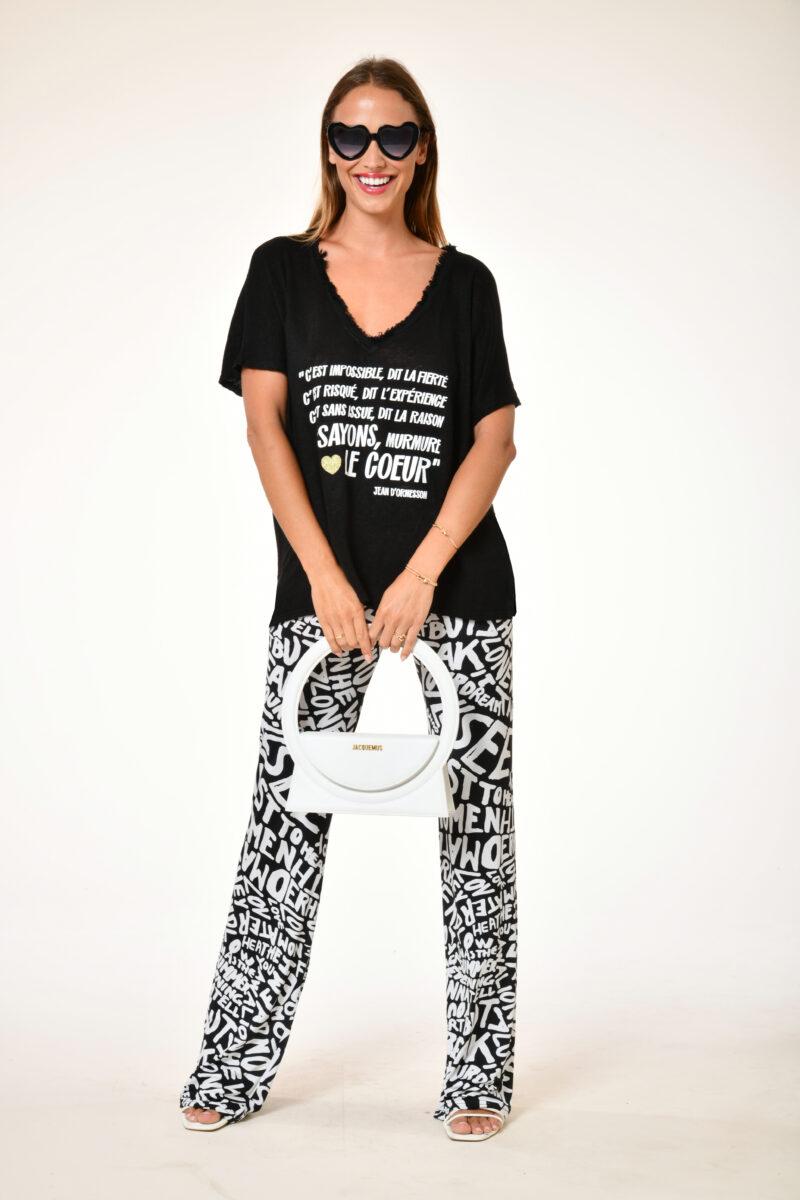 au soleil de saint tropez T-shirt lin Ponche - Fierté - Noir printemps 2024