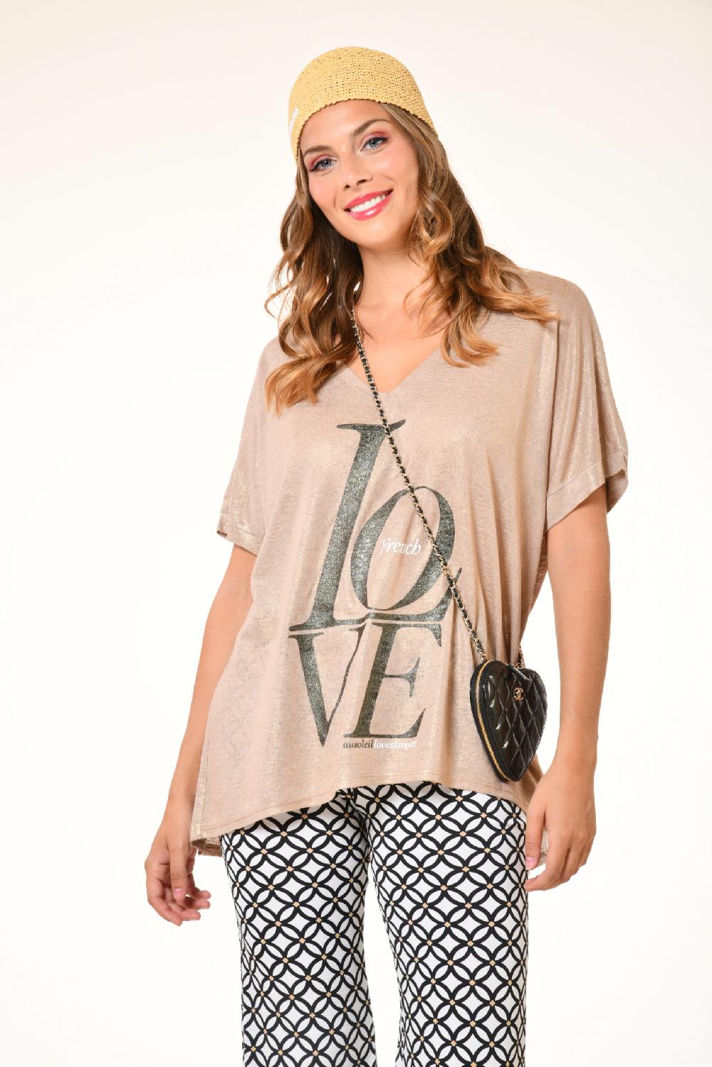 au soleil de saint tropez T-shirt luxury - French love - beige printemps 2024