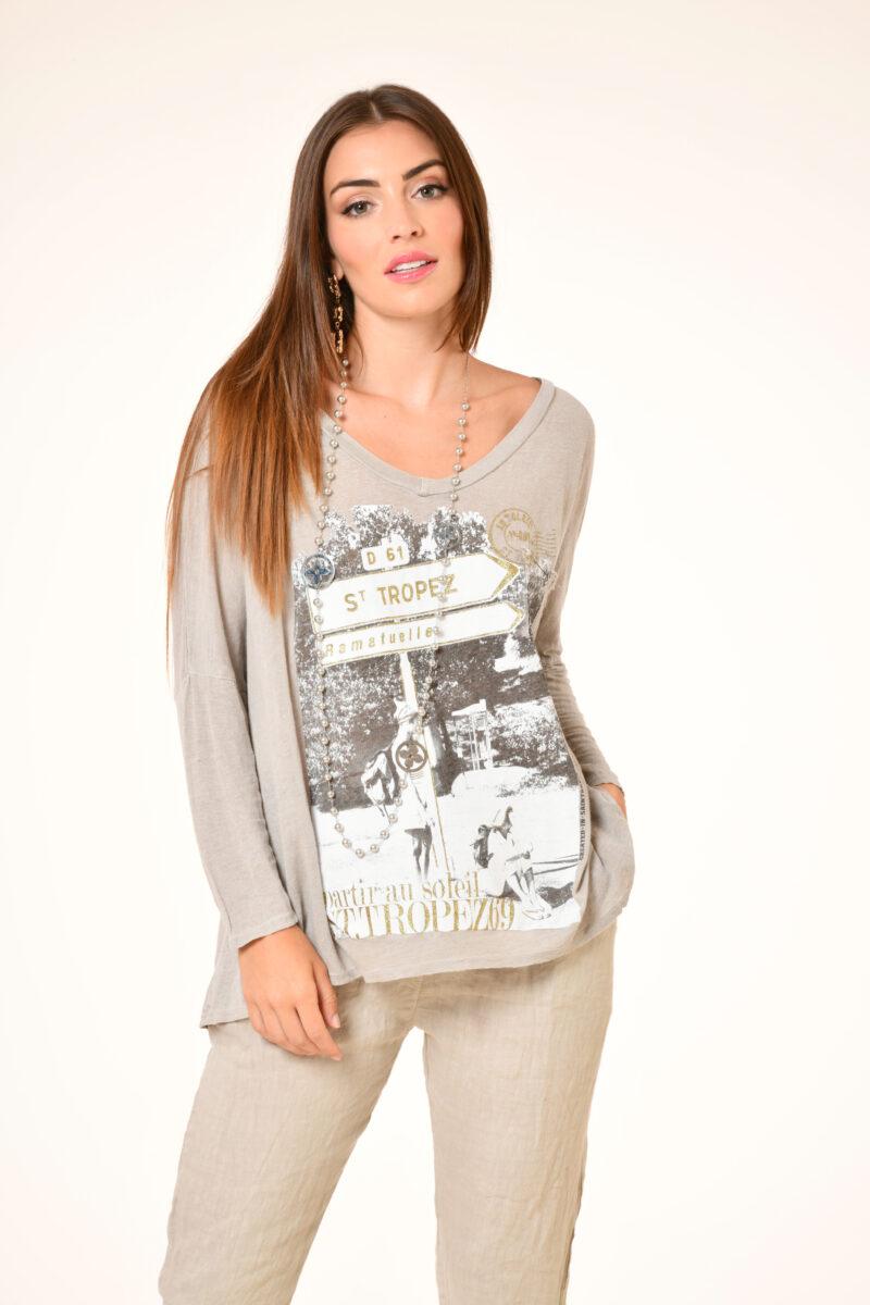 au soleil de saint tropez T-shirt Yaca - Ramatuelle beige - printemps 2024