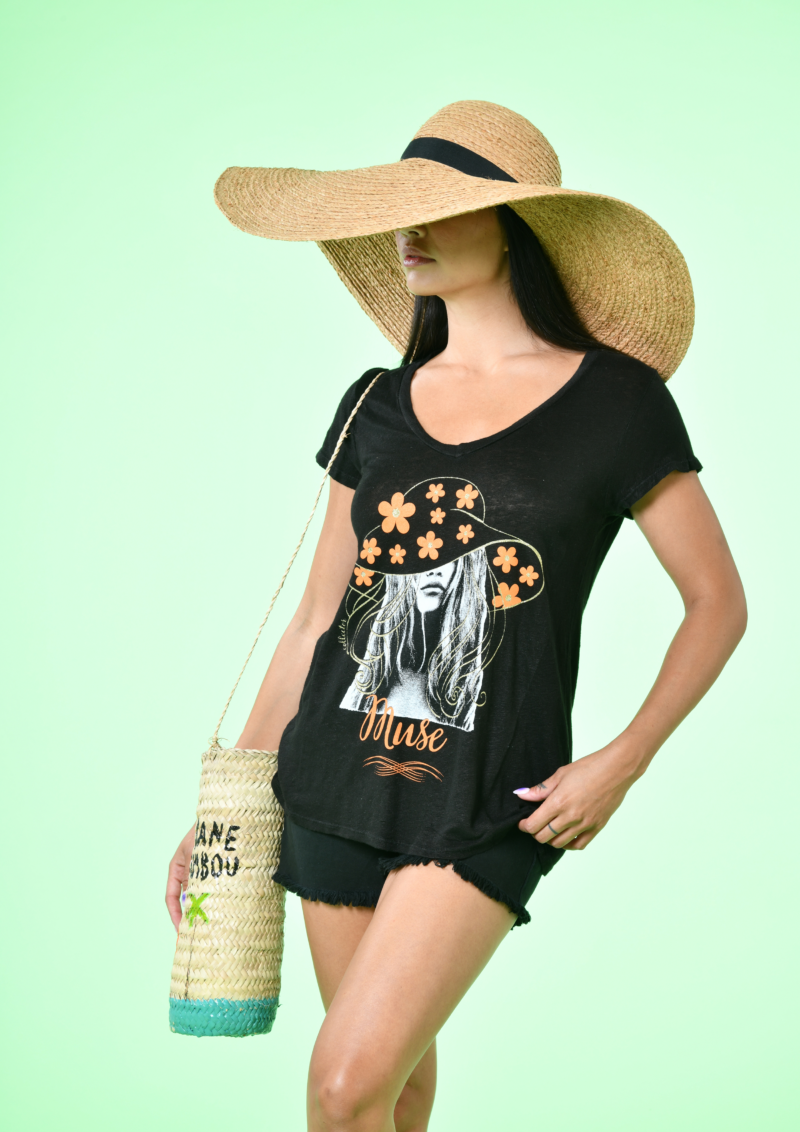 au soleil de saint tropez T-shirts lin Muse - BB Muse - noir - summer 2024