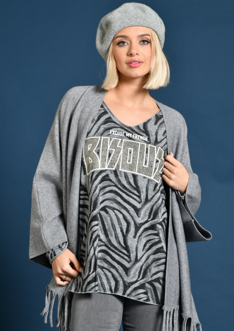 au soleil de saint tropez Top Belleville Bisous Zébré Gris au soleil de saint tropez Top Belleville Bisous Zébré Gris