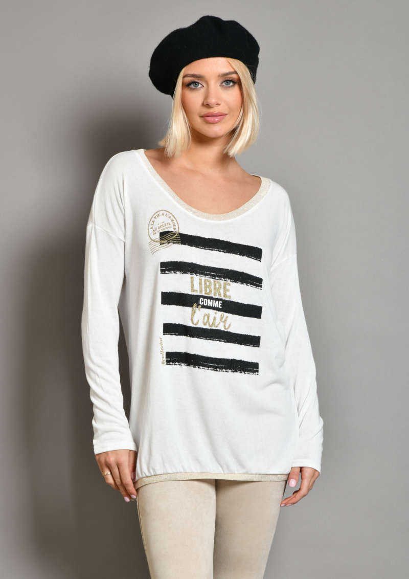 au soleil de saint tropez Top col V Molière Libre Blanc au soleil de saint tropez Top col V Molière Libre Blanc