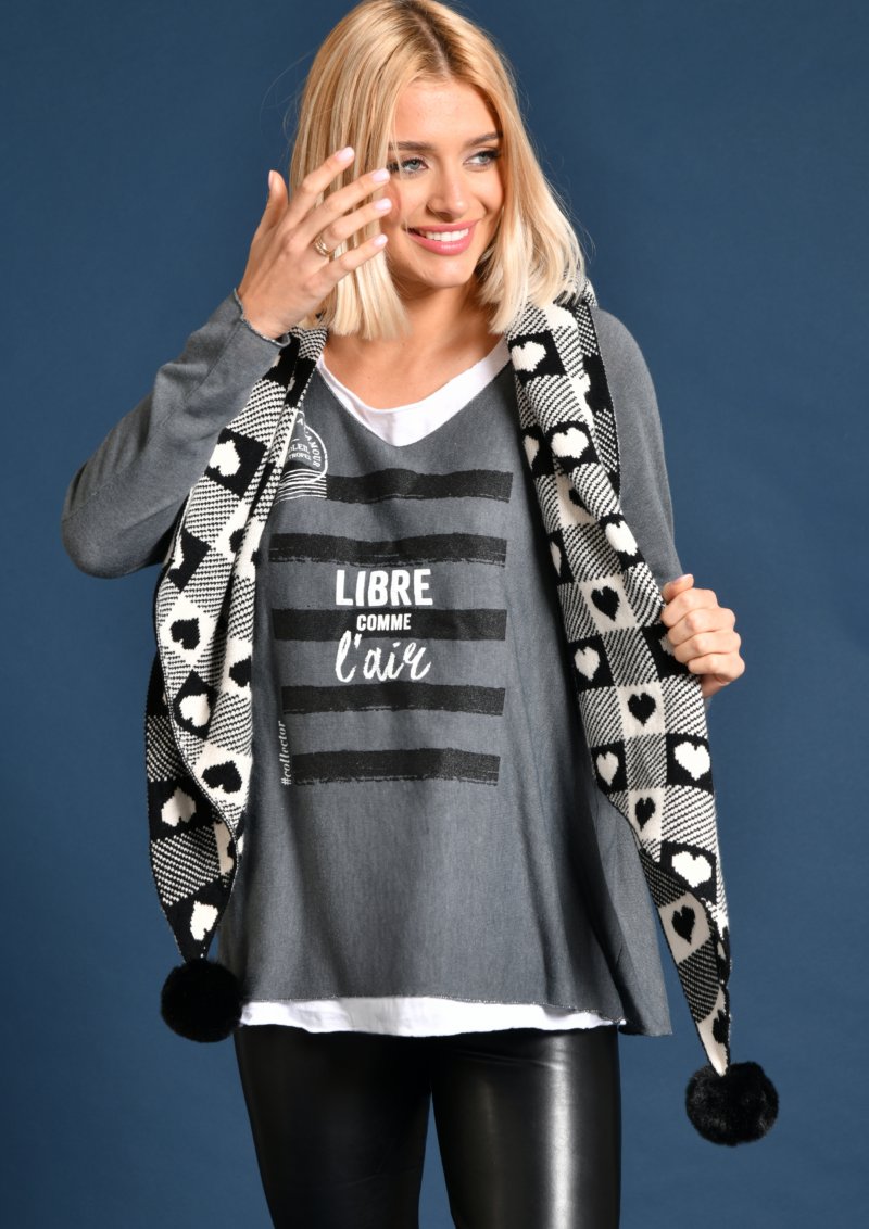 au soleil de saint tropez Top col V Montmartre Libre Gris au soleil de saint tropez Top col V Montmartre Libre Gris