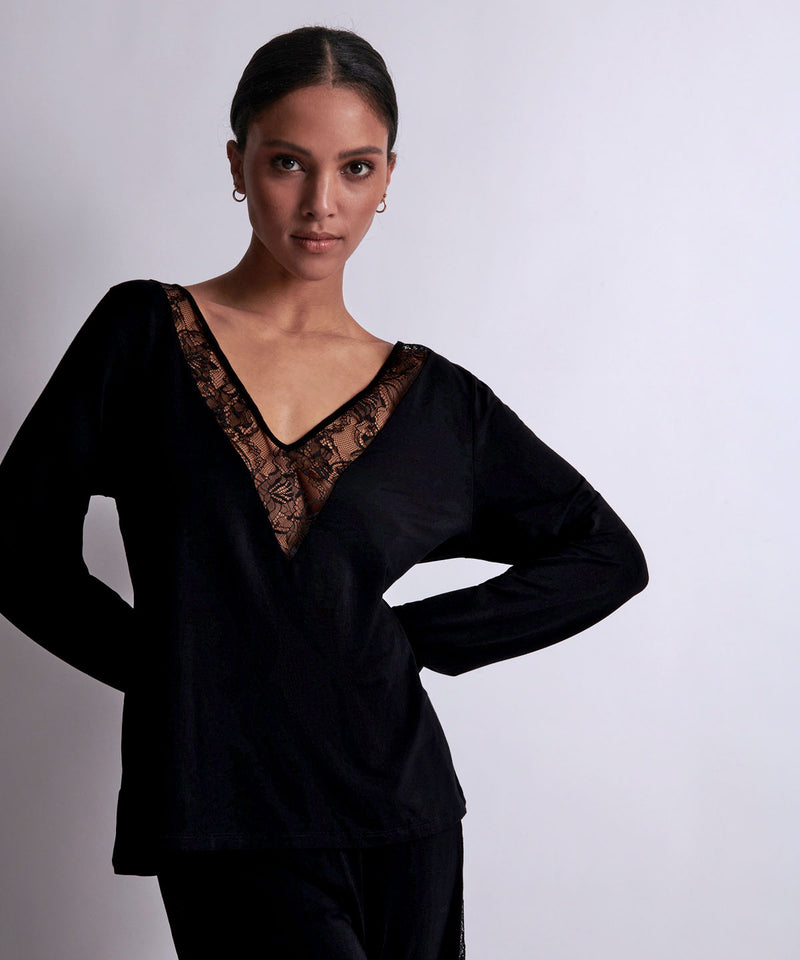Aubade Lazy Days Noir Top Manches Longues