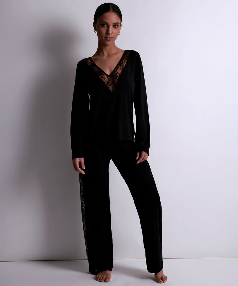 Aubade Lazy Days Noir Top Manches Longues