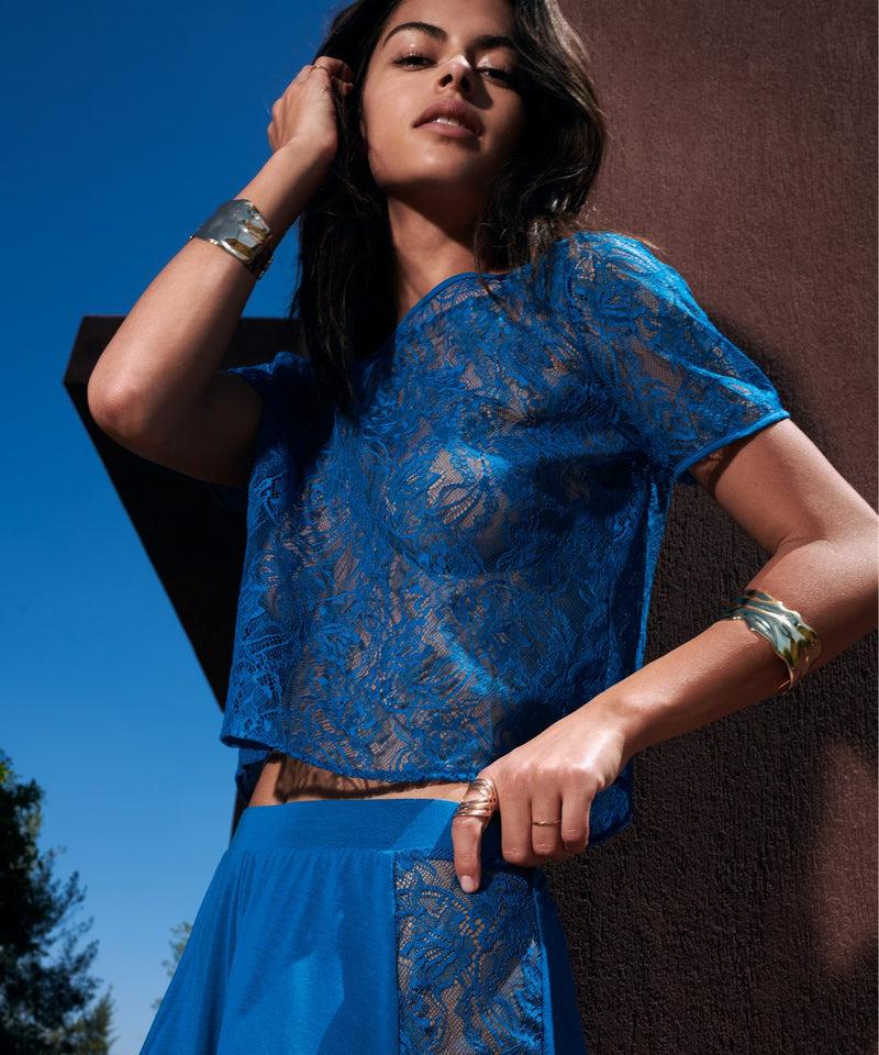 aubade Lazy Days Sky blue Top manches courtes