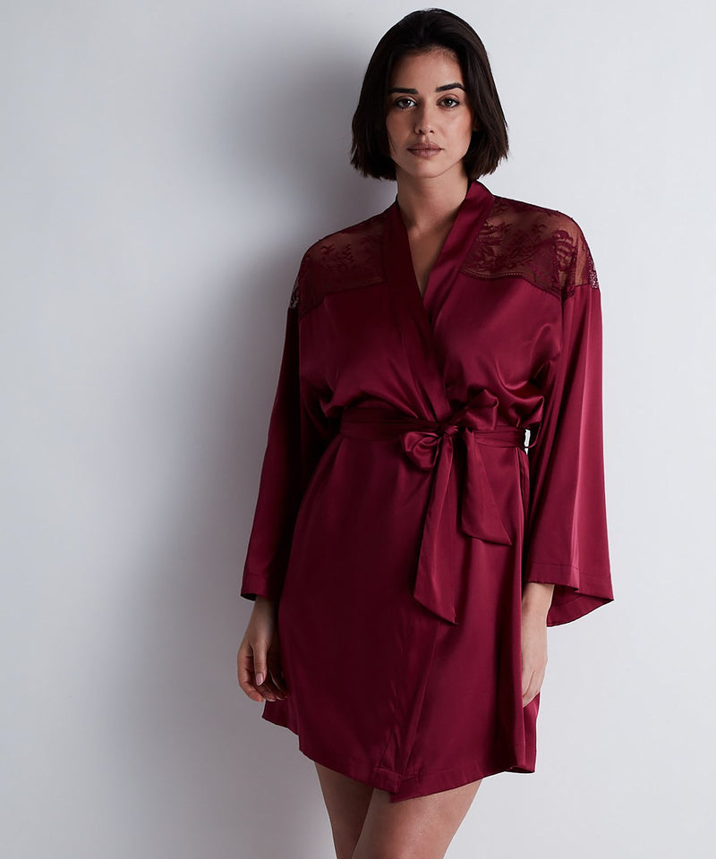 Aubade Midnight Whisper Crimson Red Kimono
