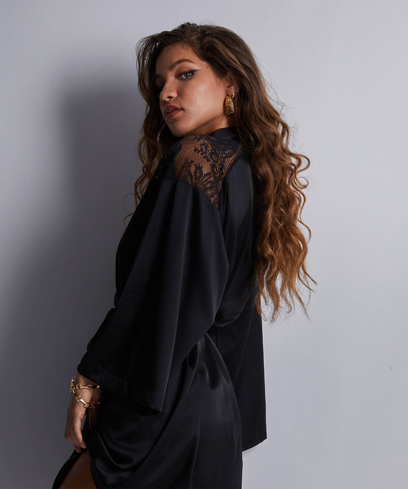Aubade Midnight Whisper Noir Kimono