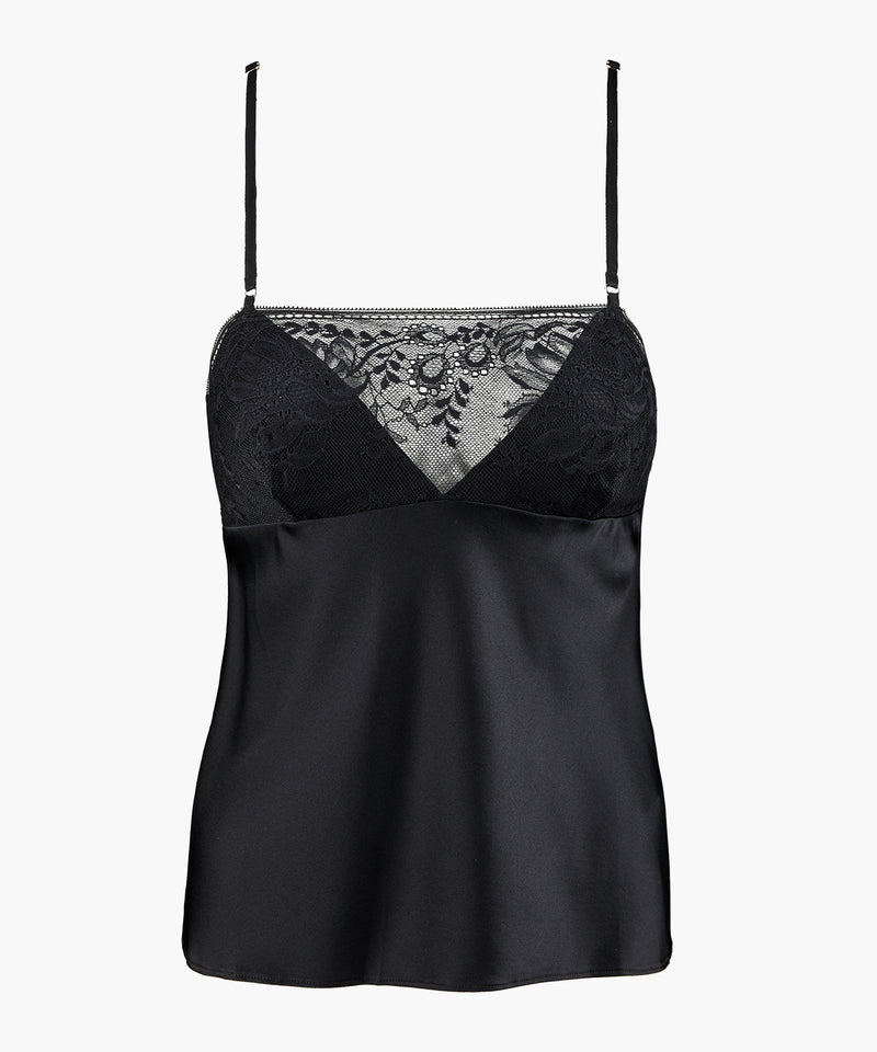 aubade Midnight Whisper Noir Top à fines bretelles