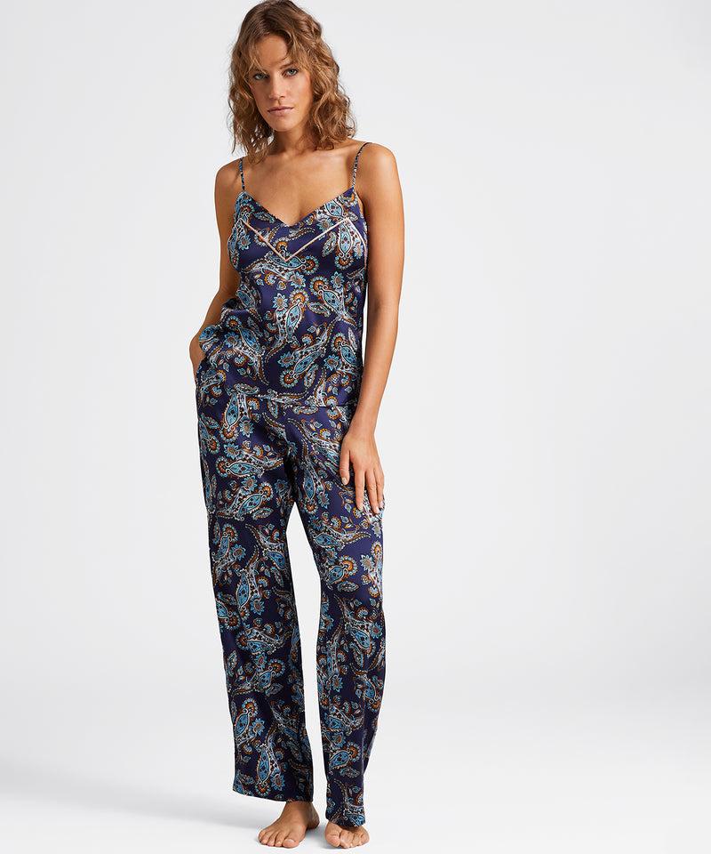 Aubade Silk By Night Blue Cachemire Top à Fines Bretelles