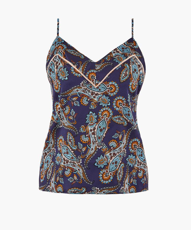 aubade Silk by Night Blue cachemire Top à fines bretelles