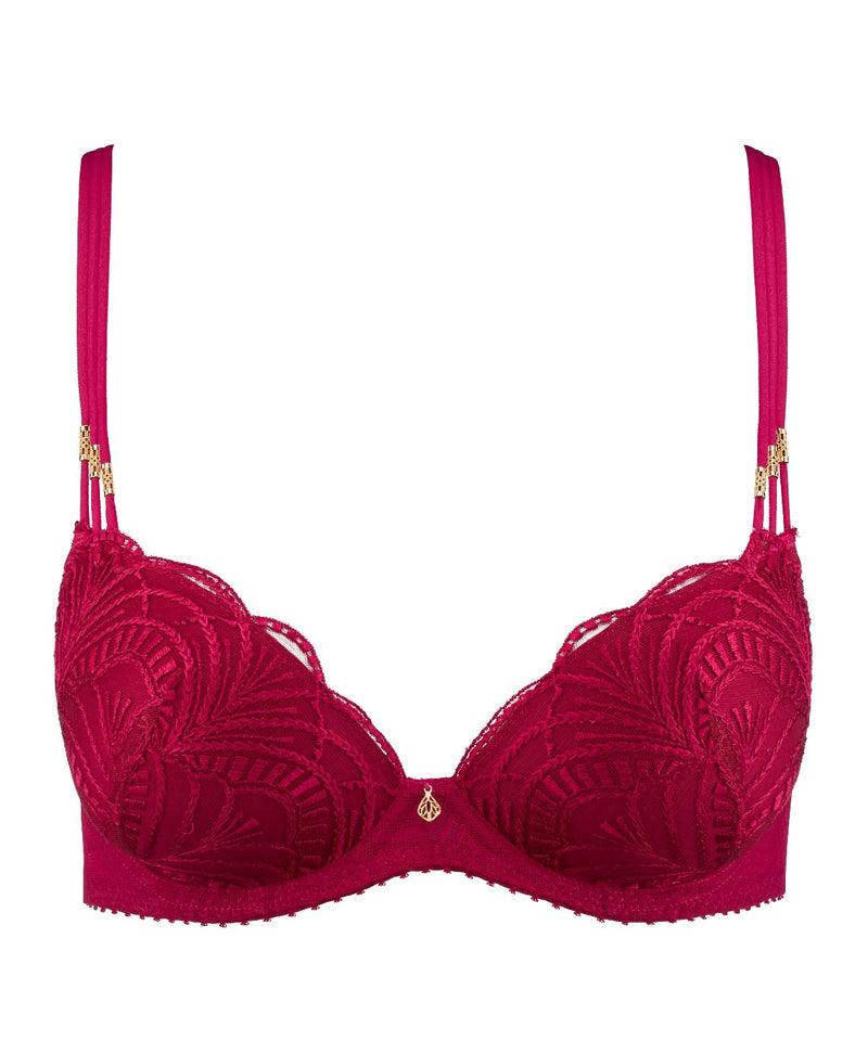 aubade Vibes Rouge Love et Uni Bordeaux Push-up coques