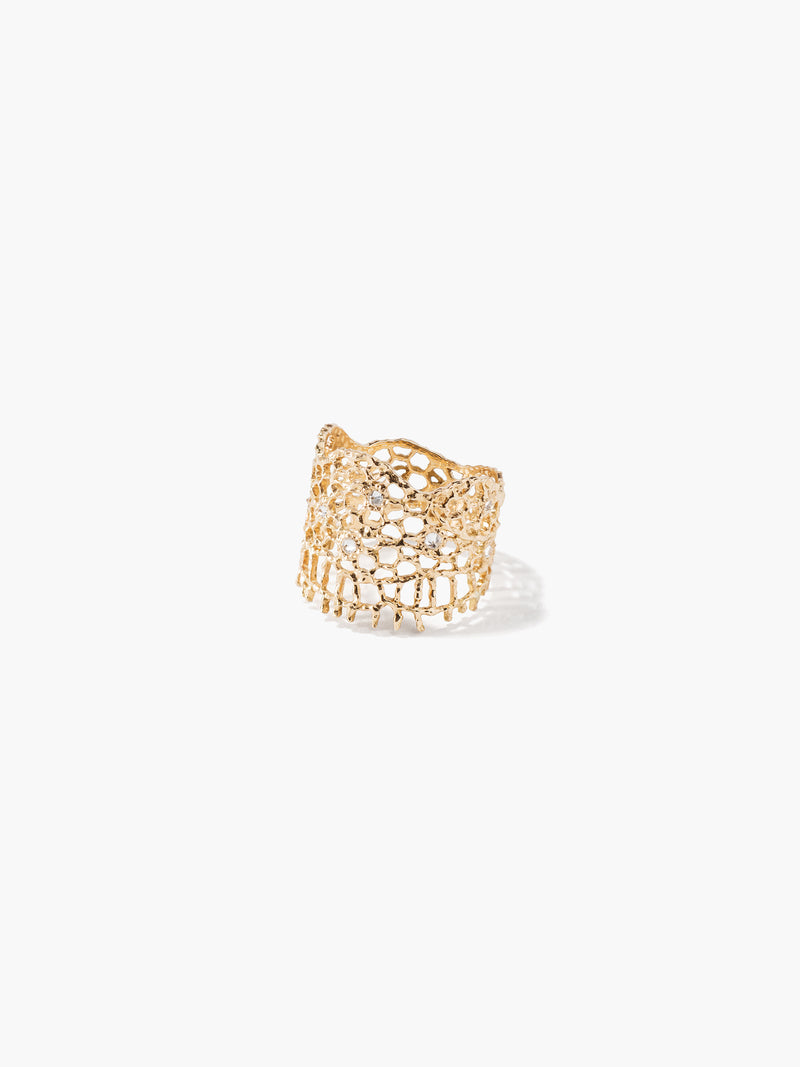 aurélie bidermann Bague dentelle or jaune et diamants LACBA0512DI YG-52