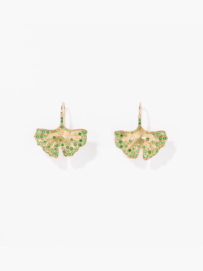 aurélie bidermann Boucles d'oreilles Ginkgo Tsavorites GINBO03TS YG
