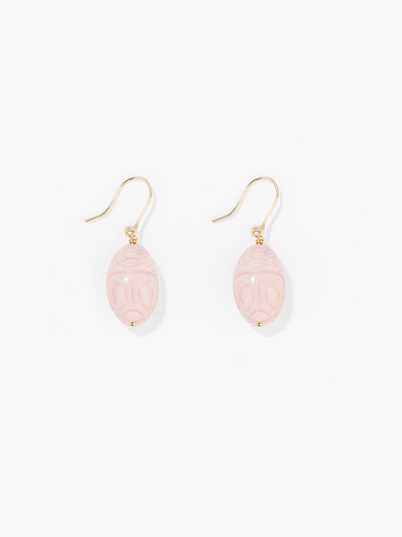aurélie bidermann Boucles d'oreilles Scarabée Opale rose SCABO03OPR YG MM