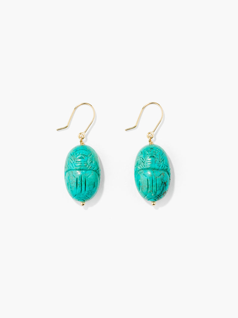 aurélie bidermann Boucles d'oreilles Scarabée Turquoise SCABO03TU YG MM