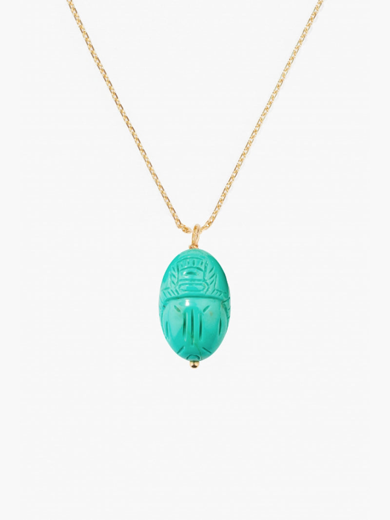 aurélie bidermann Pendentif Scarabée Turquoise grand modèle SCAPD01TU YG GM