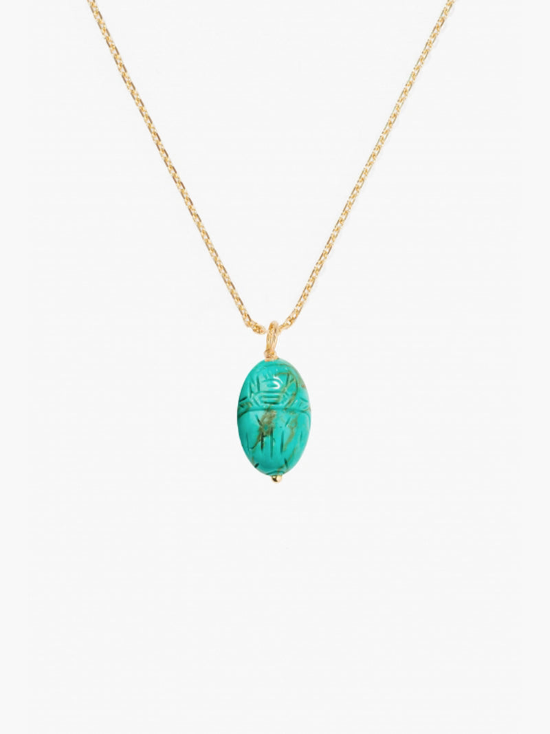 aurélie bidermann Pendentif Scarabée Turquoise moyen modèle SCAPD01TU YG MM_CHNFOR04 YG