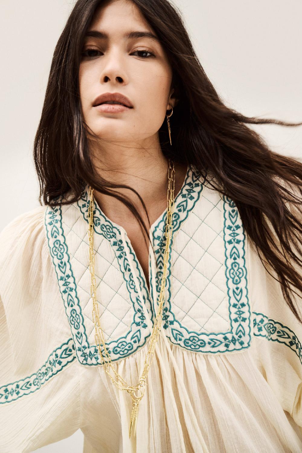 Ba&sh Blouse Ample BrodéE Praveen Blanc Ecru