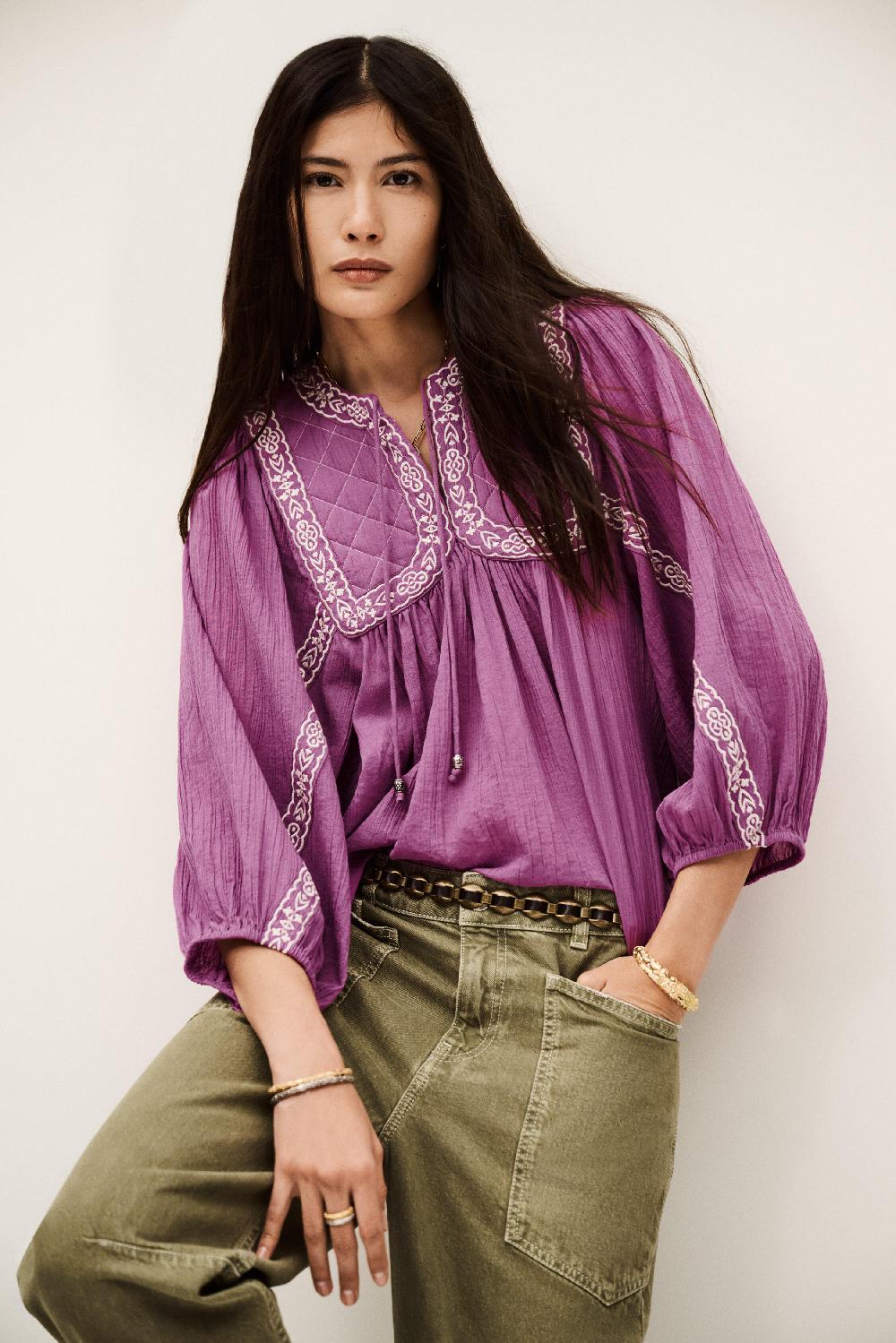 Ba&sh Blouse Ample BrodéE Praveen Rose