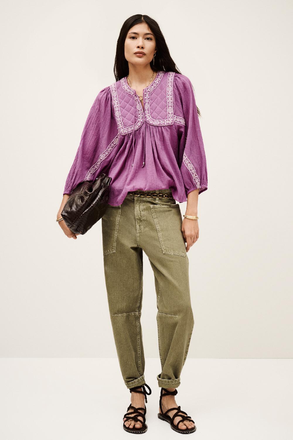 Ba&sh Blouse Ample BrodéE Praveen Rose