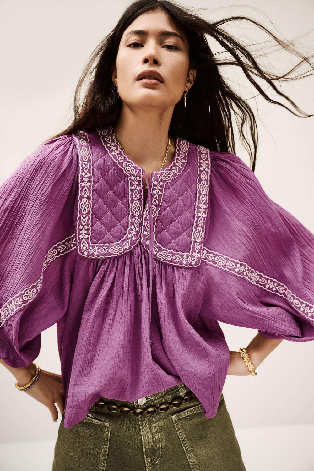 ba&sh Blouse Ample BrodéE Praveen Rose