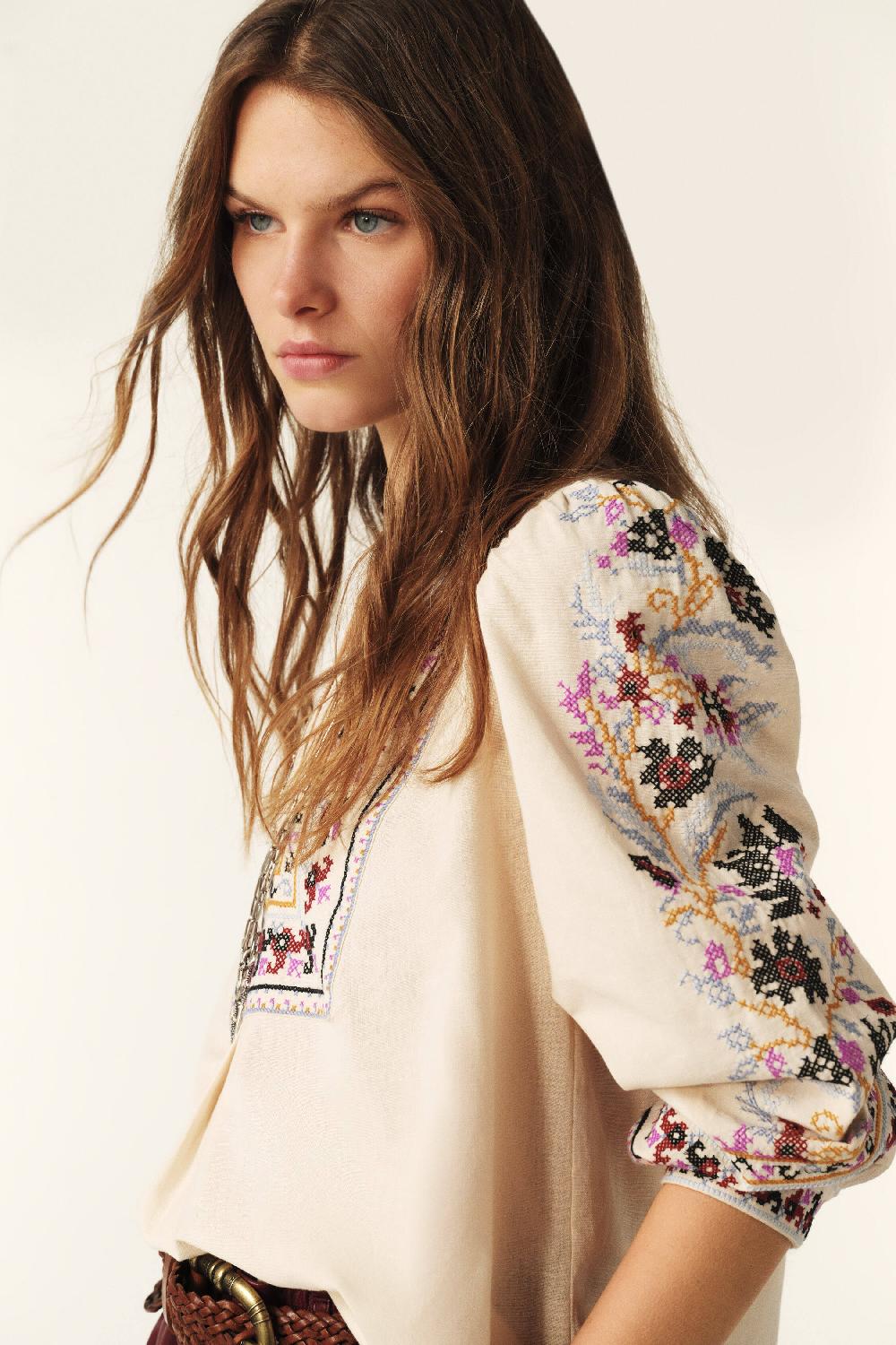 Ba&sh Blouse BrodéE Caloe Blanc Ecru