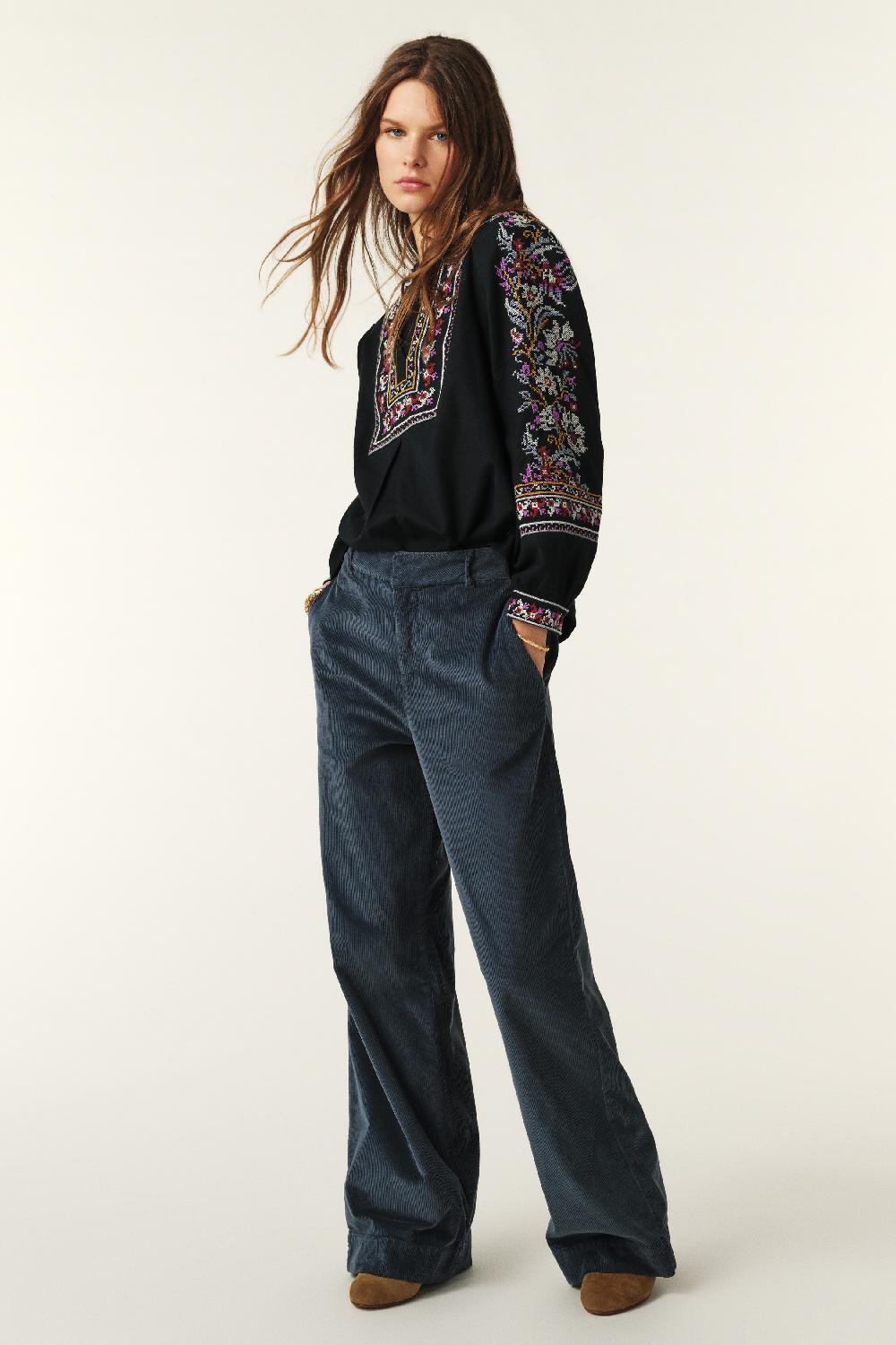 Ba&sh Blouse BrodéE Caloe Bleu Nuit