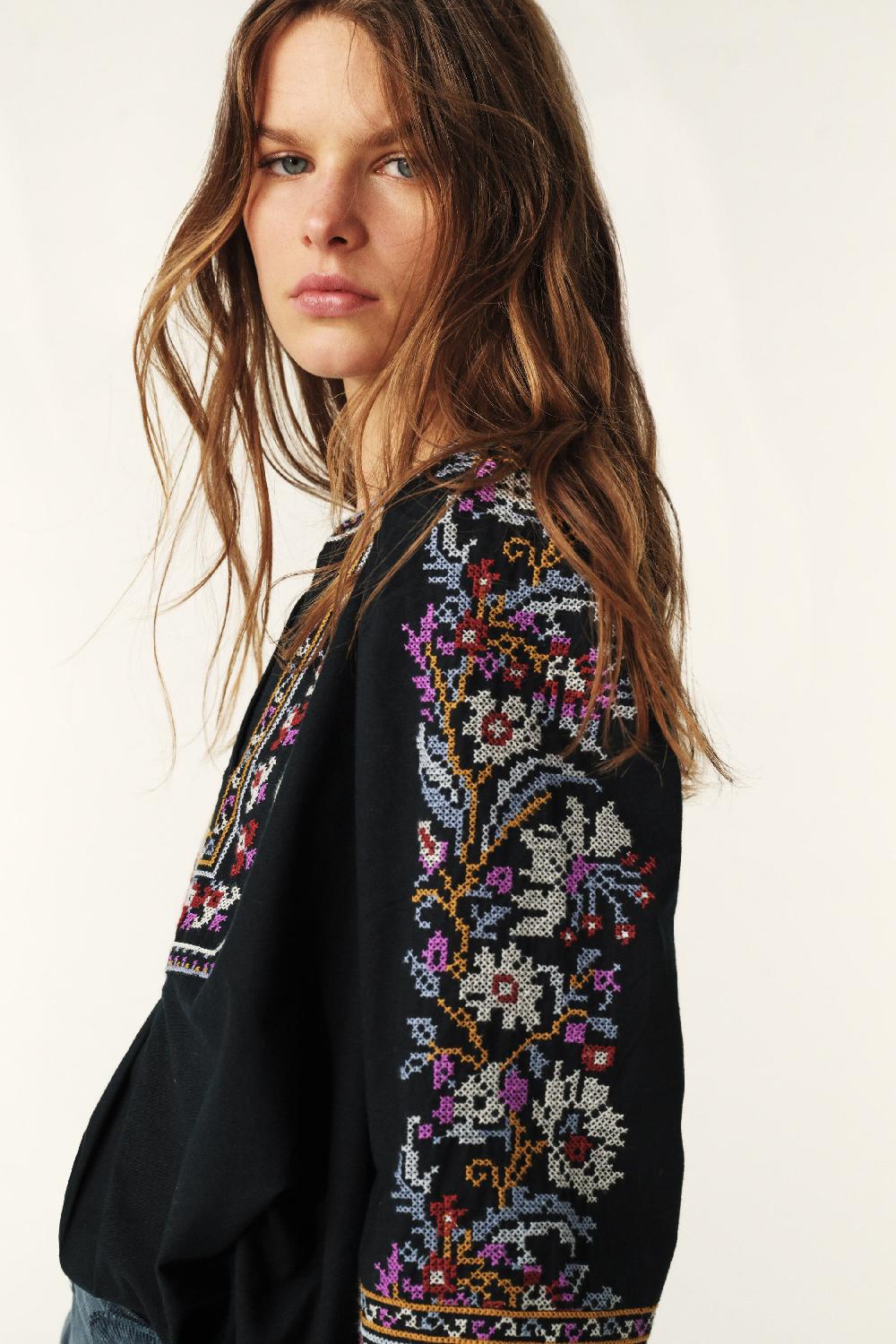 Ba&sh Blouse BrodéE Caloe Bleu Nuit