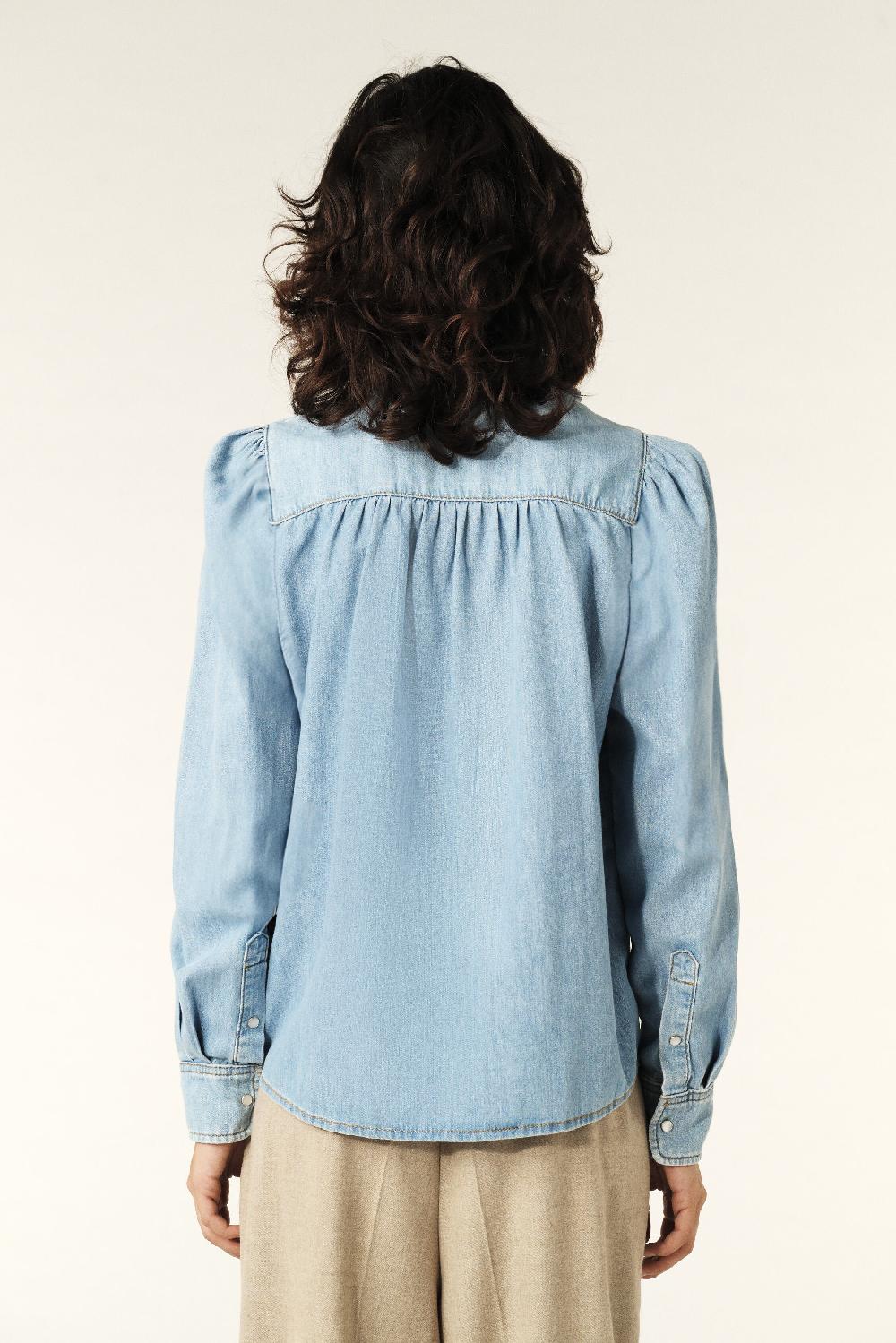 Ba&sh Blouse Col Volanté Lilac Bleu