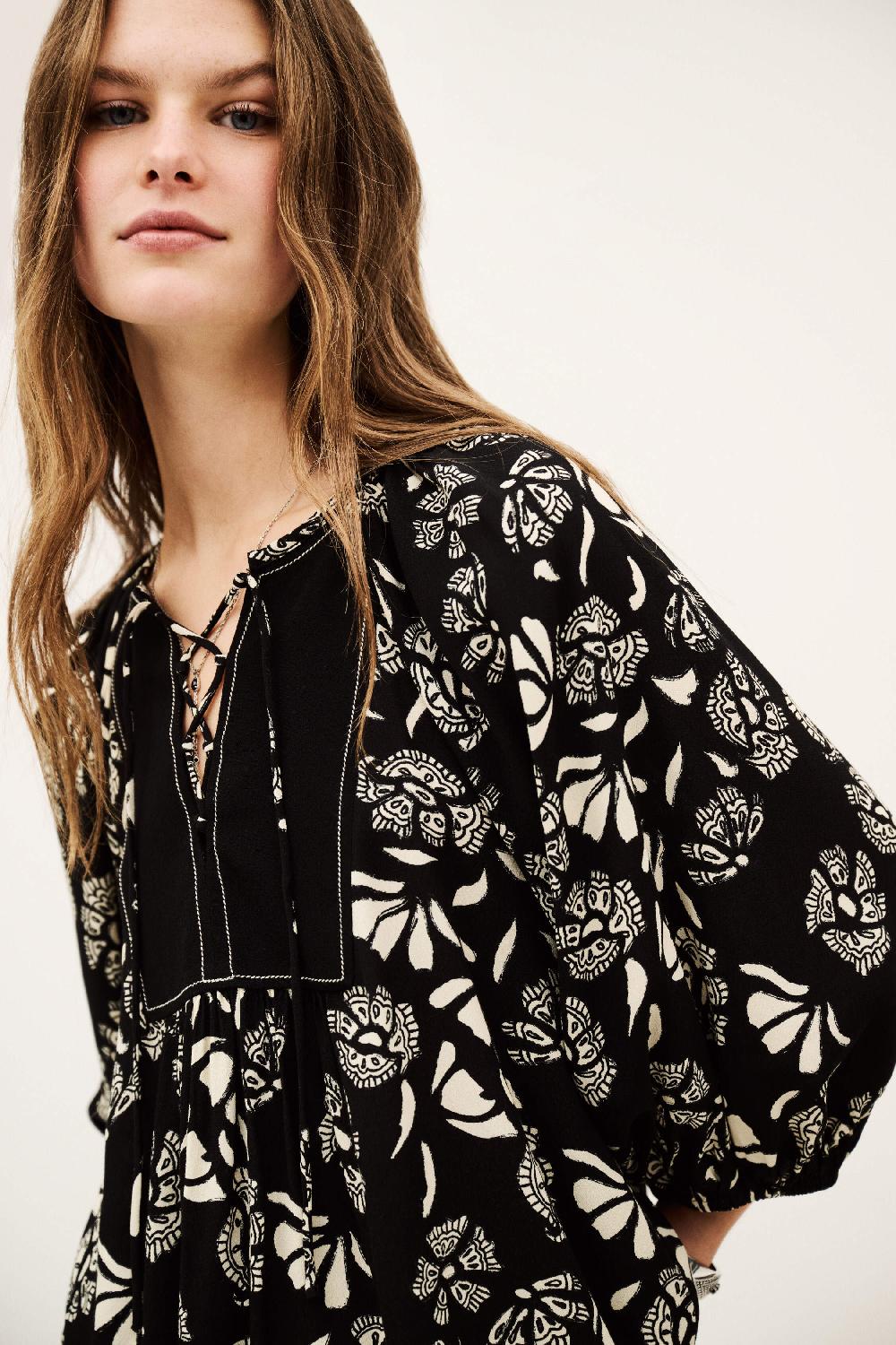 ba&sh Blouse Courte Ample Aura Noir