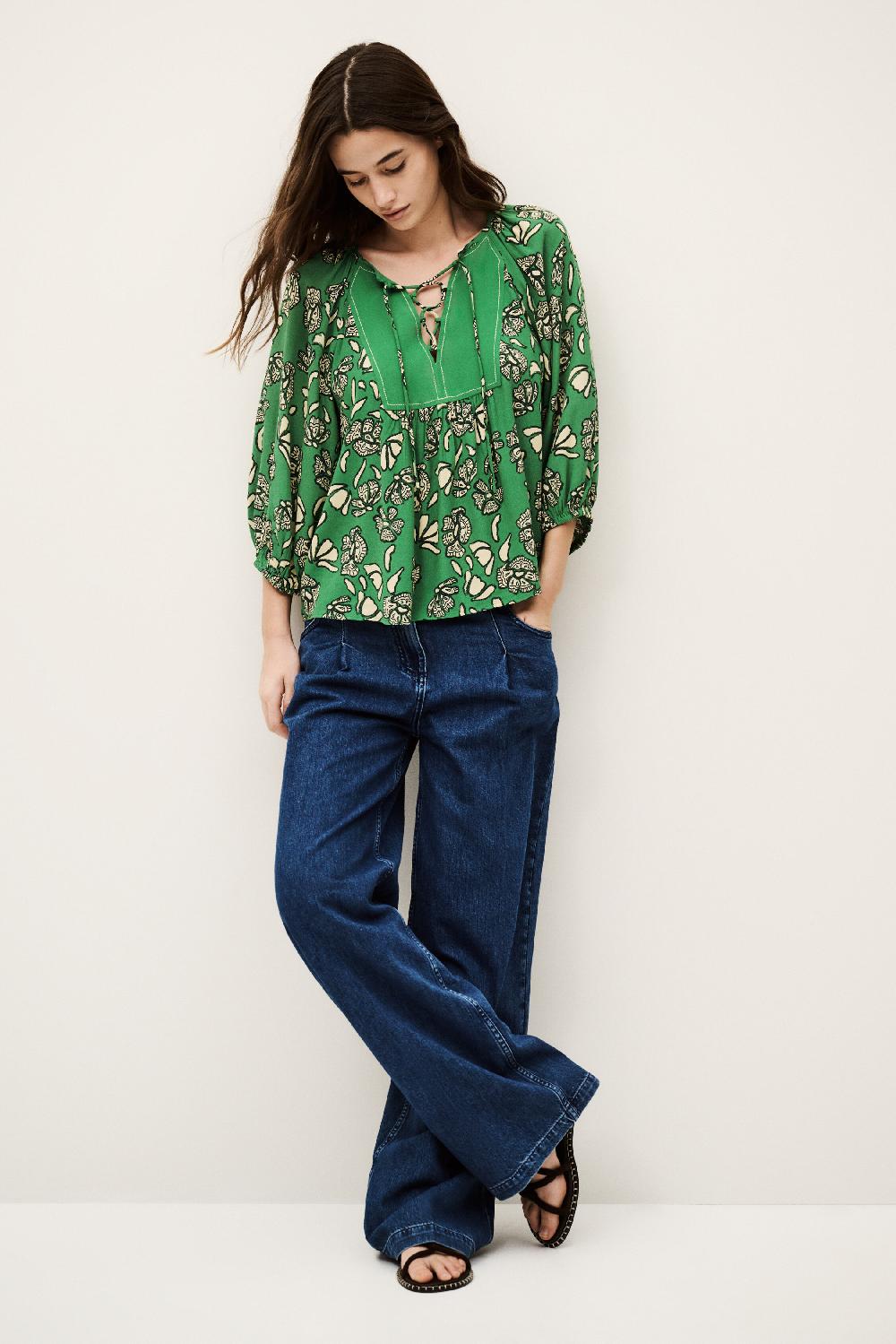 Ba&sh Blouse Courte Ample Aura Vert