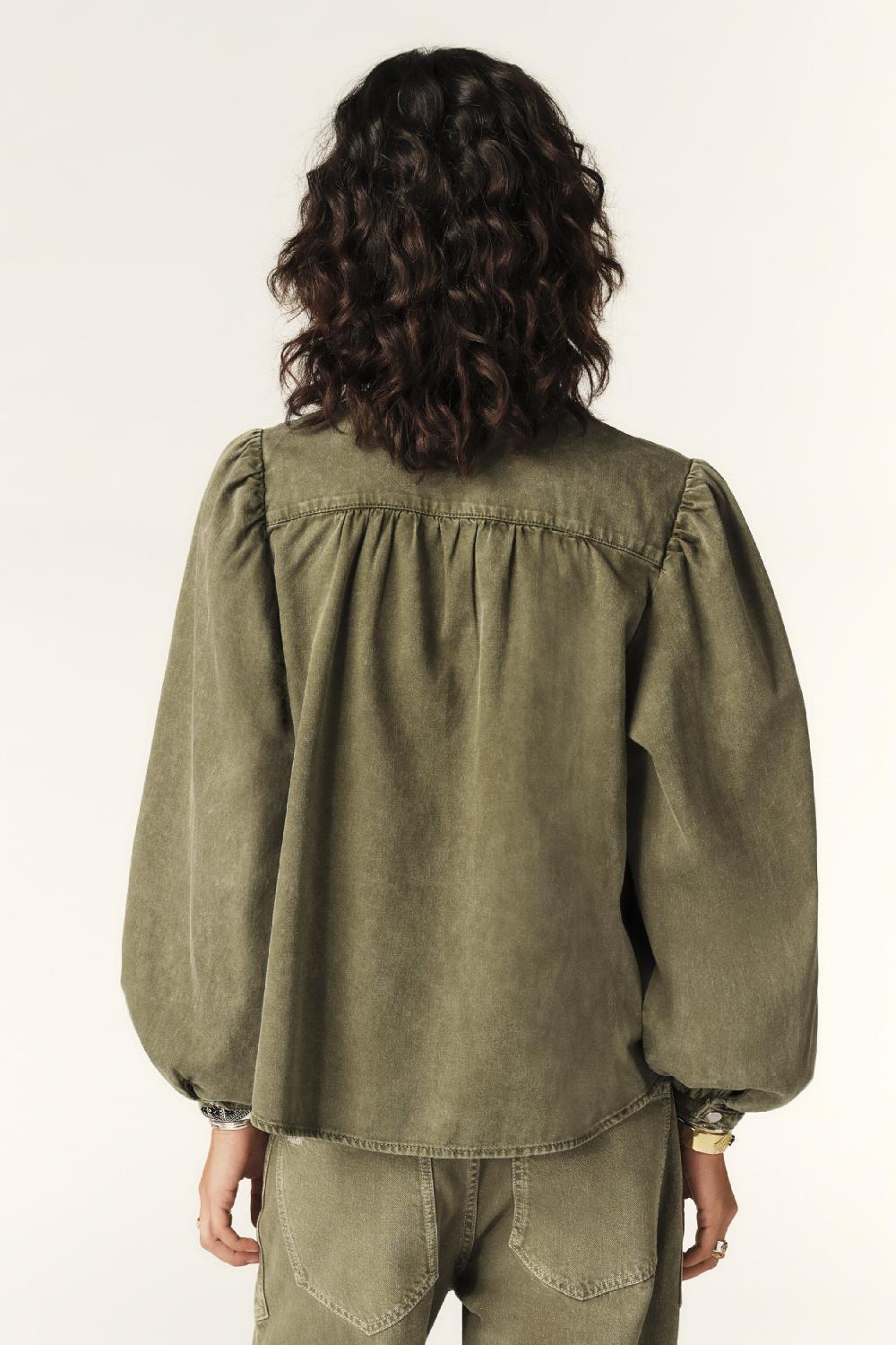 Ba&sh Blouse Denim Large Olouise Kaki