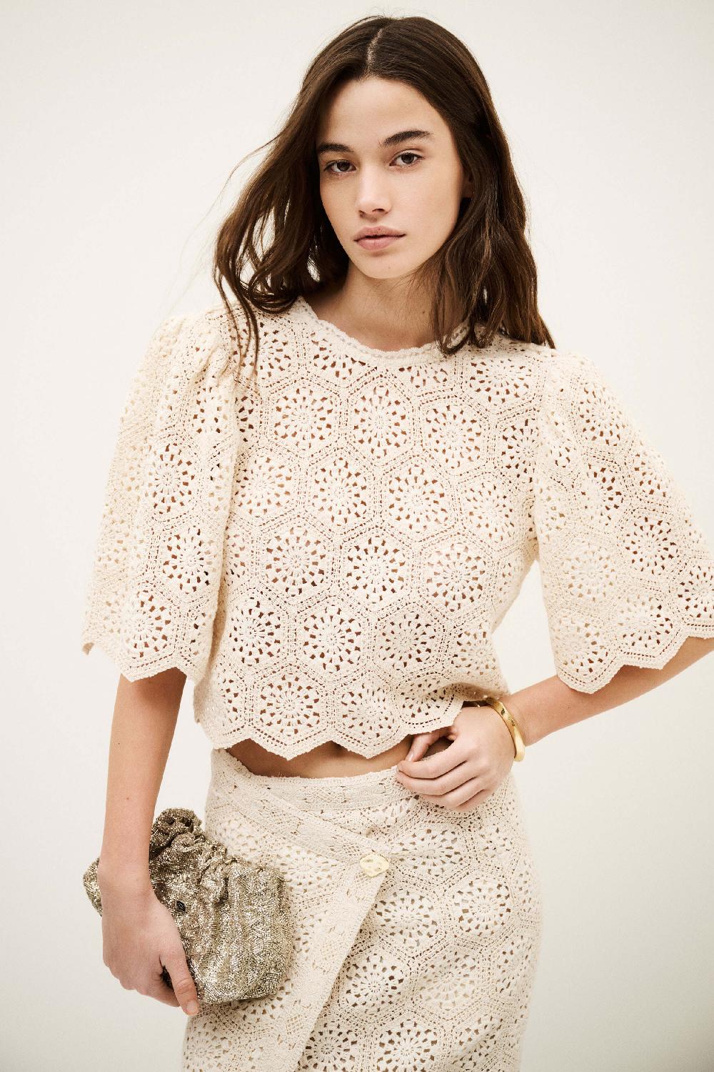 Ba&sh Blouse DéTail Cropé Gabin Blanc Ecru