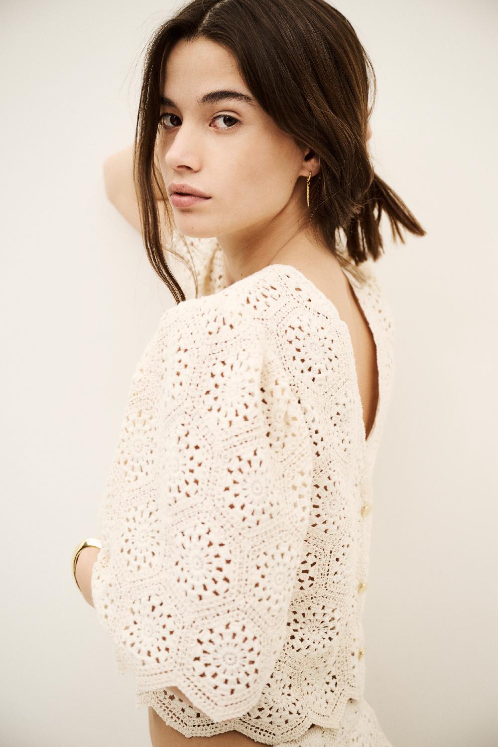 Ba&sh Blouse DéTail Cropé Gabin Blanc Ecru