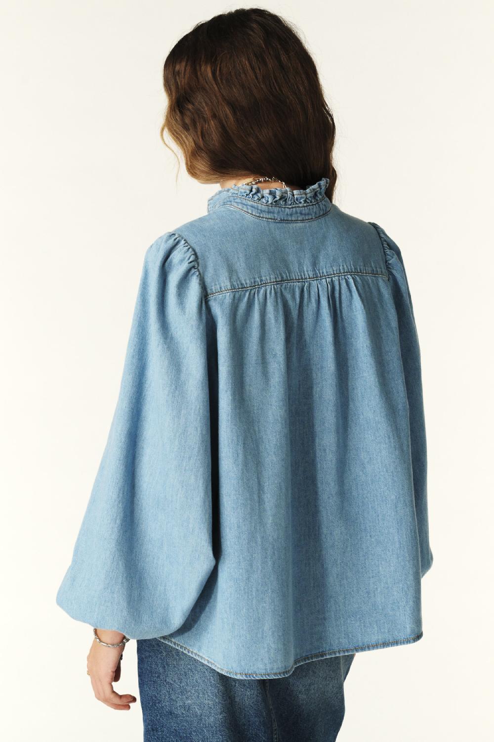 Ba&sh Blouse En Denim Louise Bleu