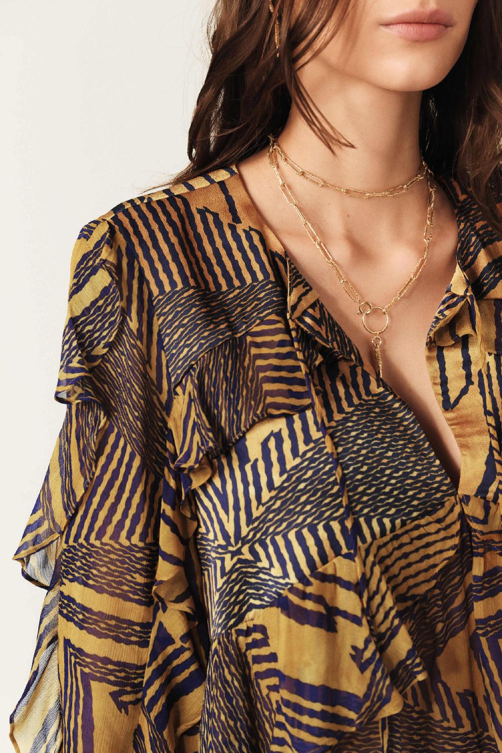 Ba&sh Blouse Fluide Volante Angela Ocre