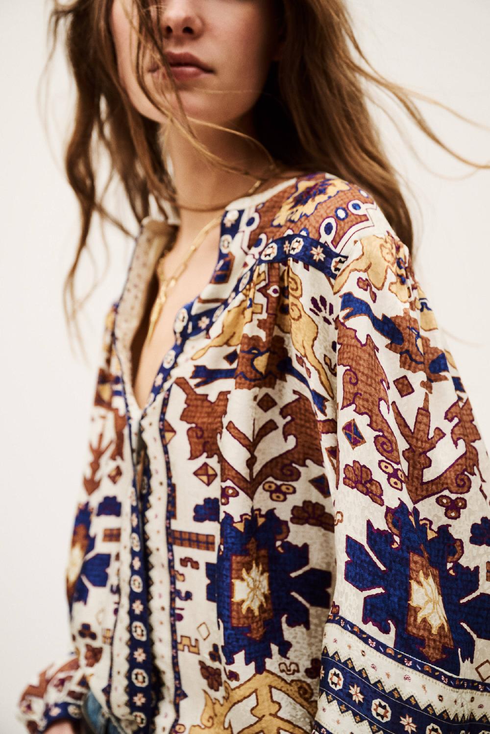 Ba&sh Blouse ImpriméE Varone Blanc Ecru