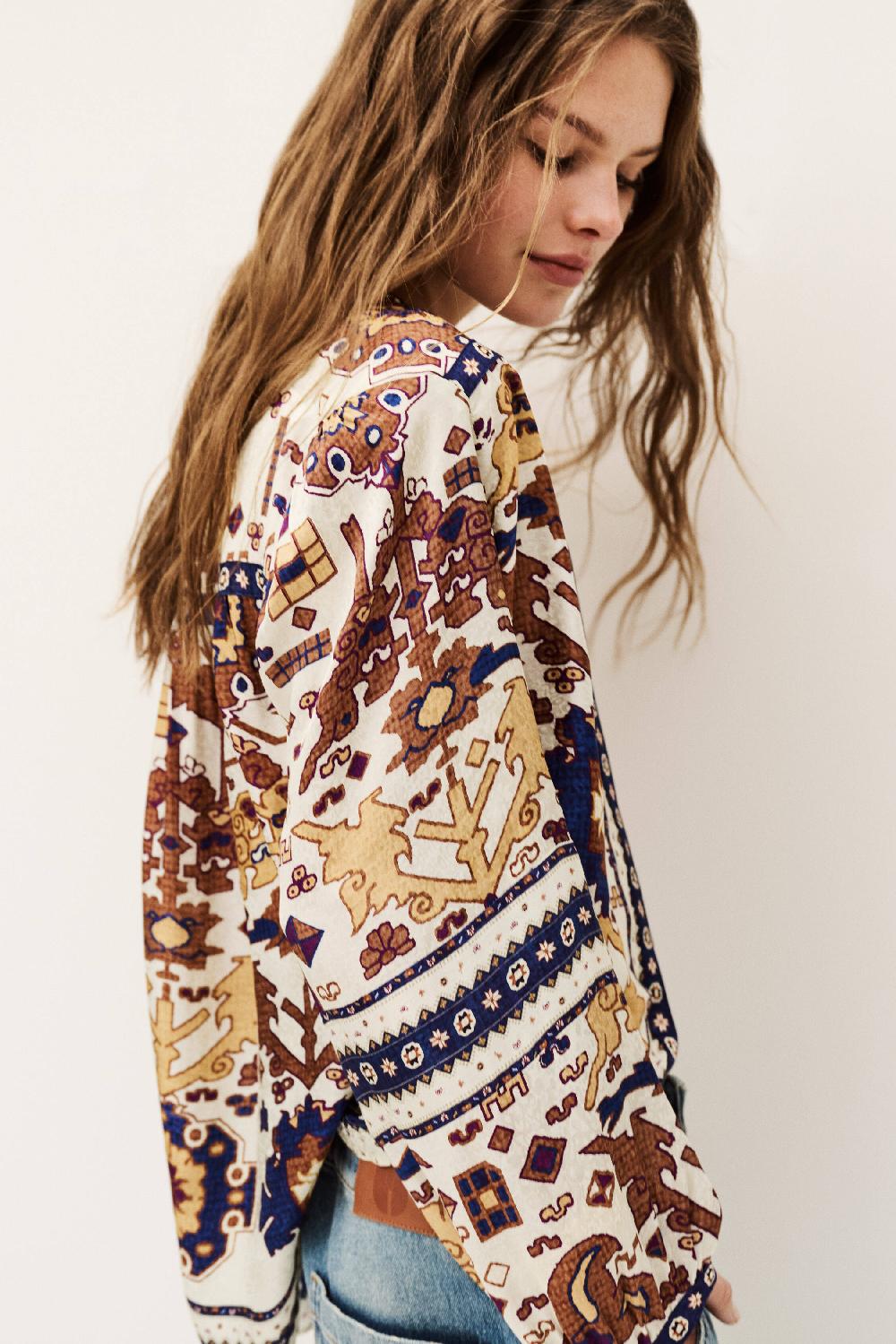 ba&sh Blouse ImpriméE Varone Blanc Ecru