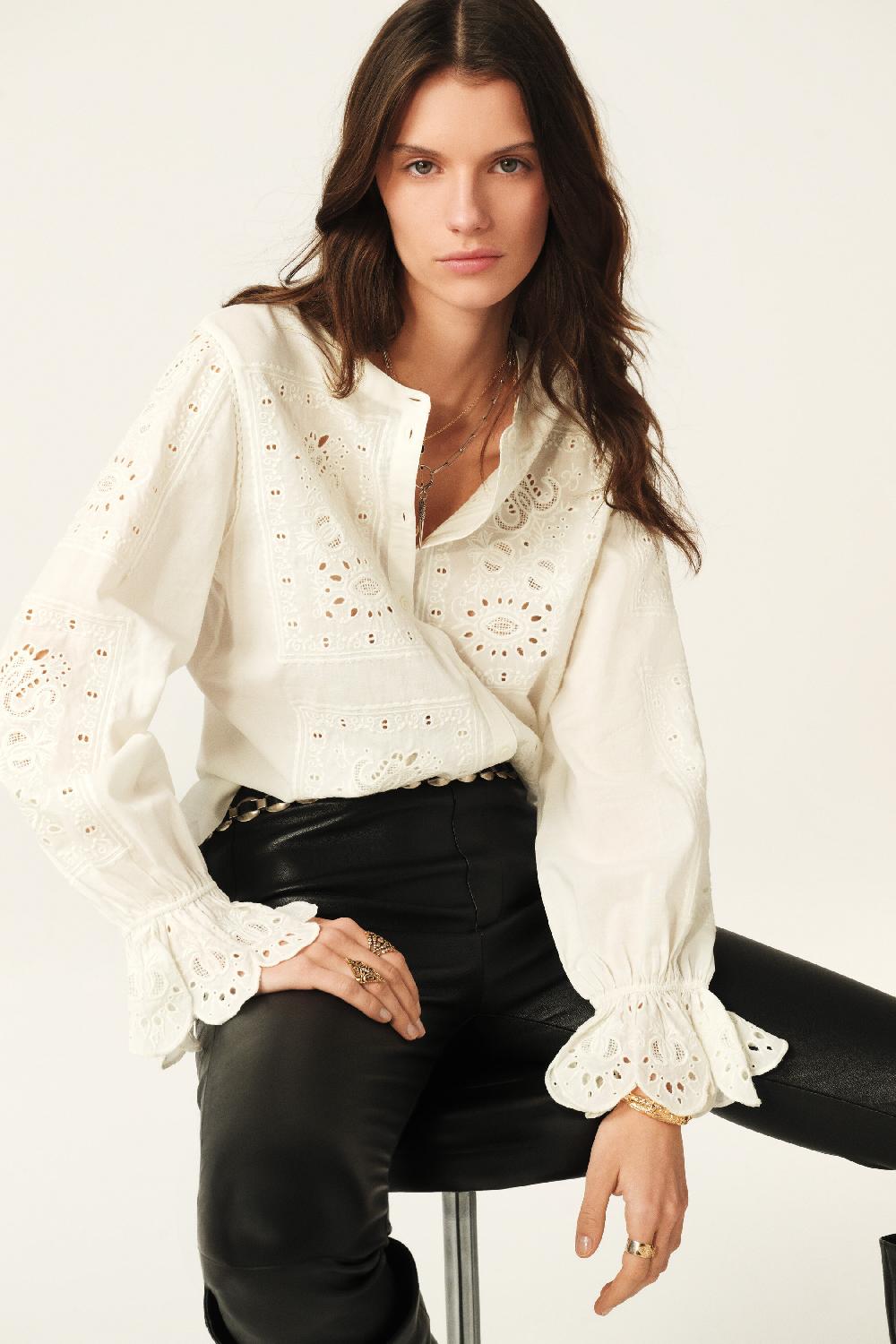 Ba&sh Blouse Manches Bouffantes Soraya Blanc Ecru