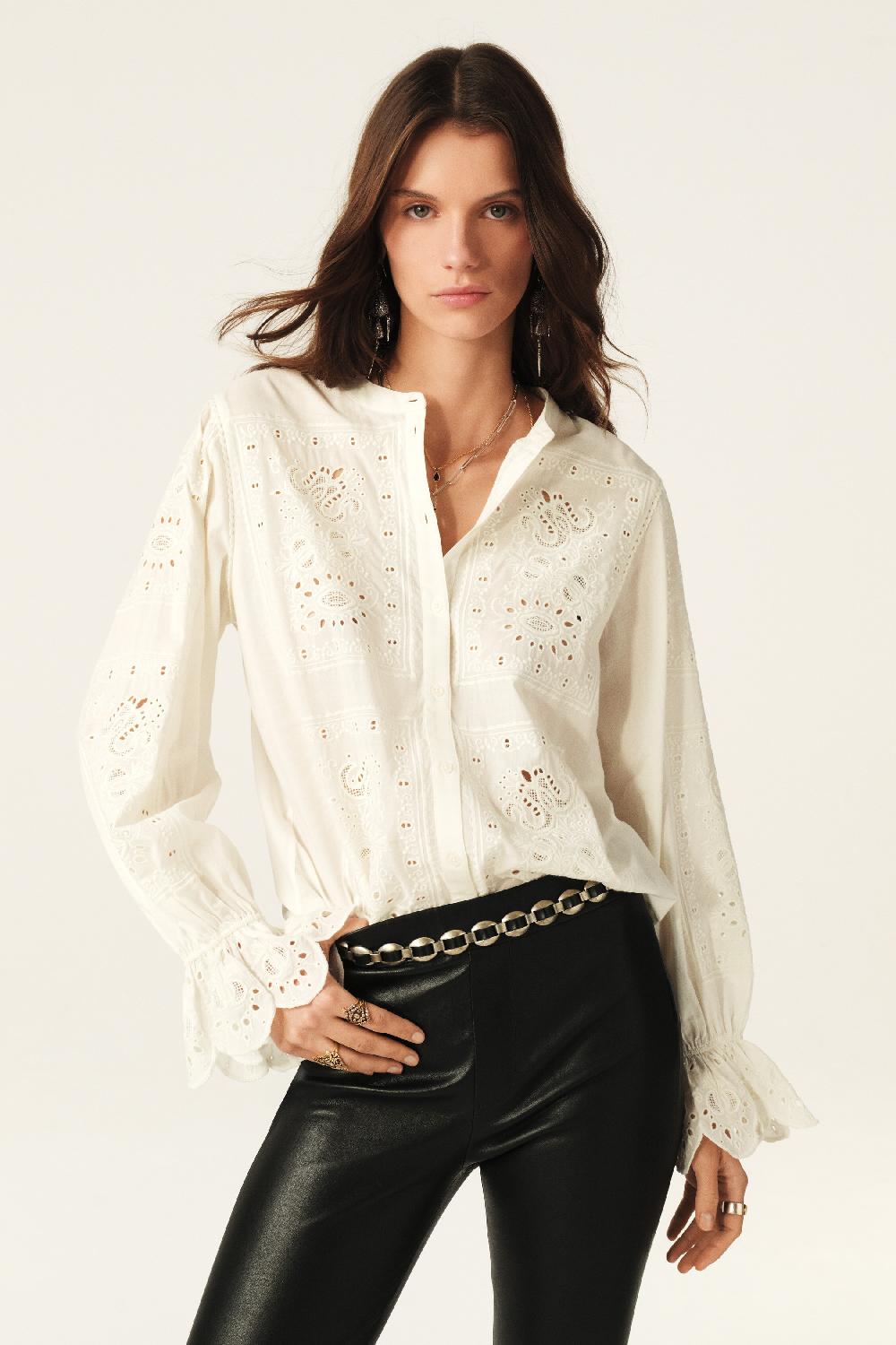 ba&sh Blouse Manches Bouffantes Soraya Blanc Ecru