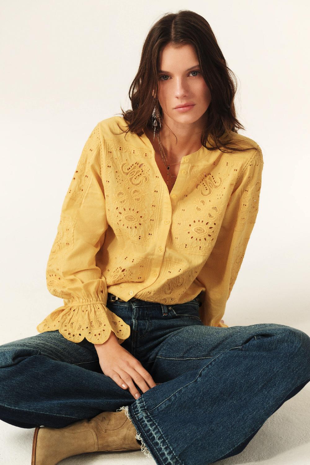 Ba&sh Blouse Manches Bouffantes Soraya Jaune