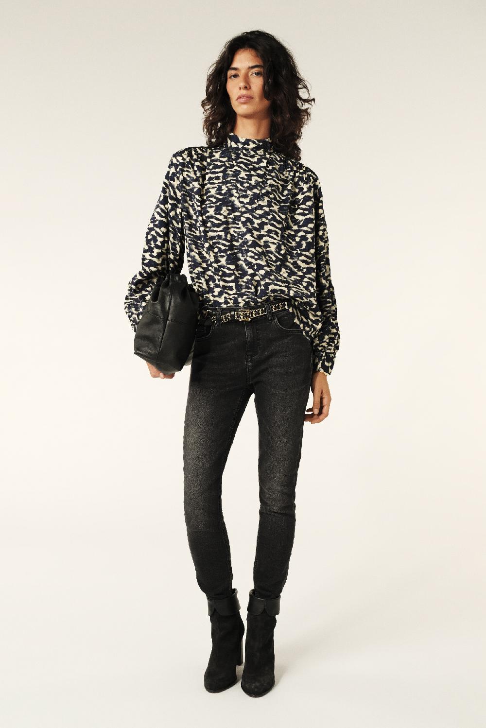 Ba&sh Blouse Manches Longues Alejandro Bleu Nuit