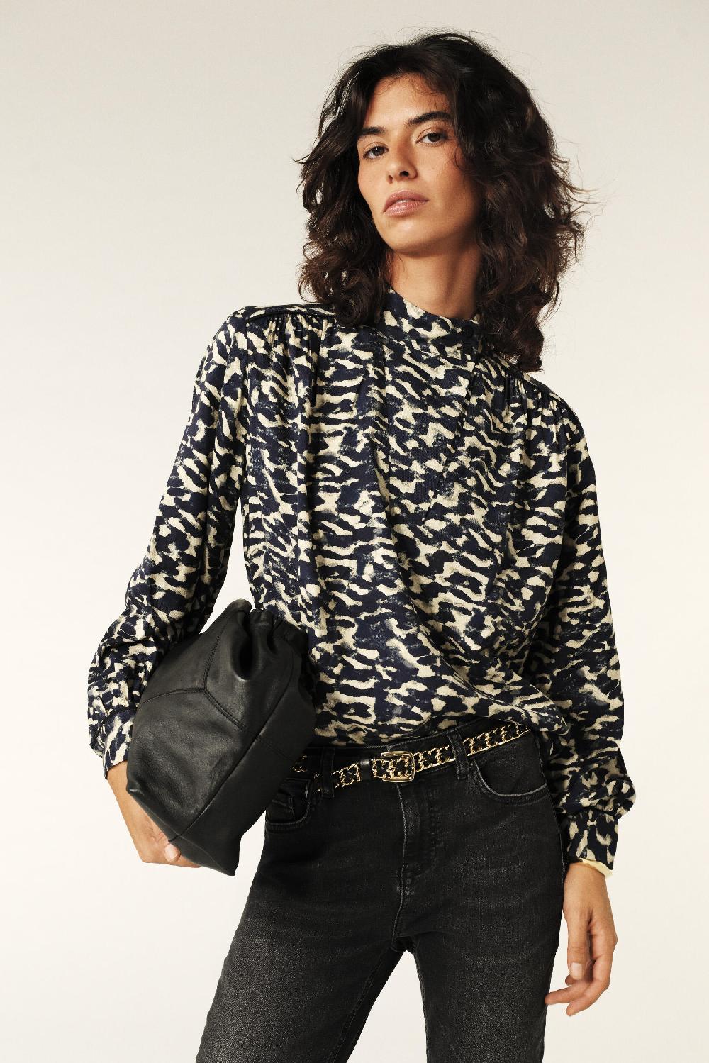 ba&sh Blouse Manches Longues Alejandro Bleu Nuit
