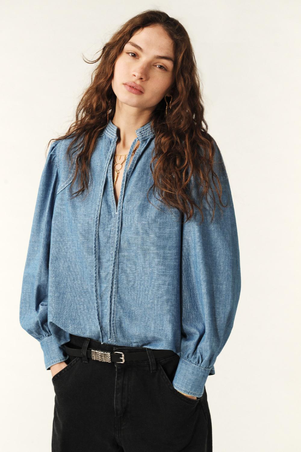 Ba&sh Blouse Manches Longues Kuka Bleu
